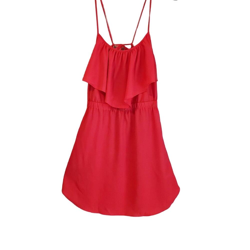AMERICAN EAGLE XS Dress Hot Pink Spaghetti Strap Front Ruffle Adjustable Straps